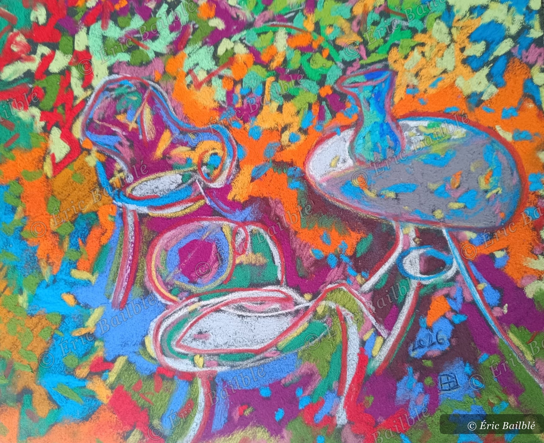 Après la dégustation, pastel d'Éric Bailblé