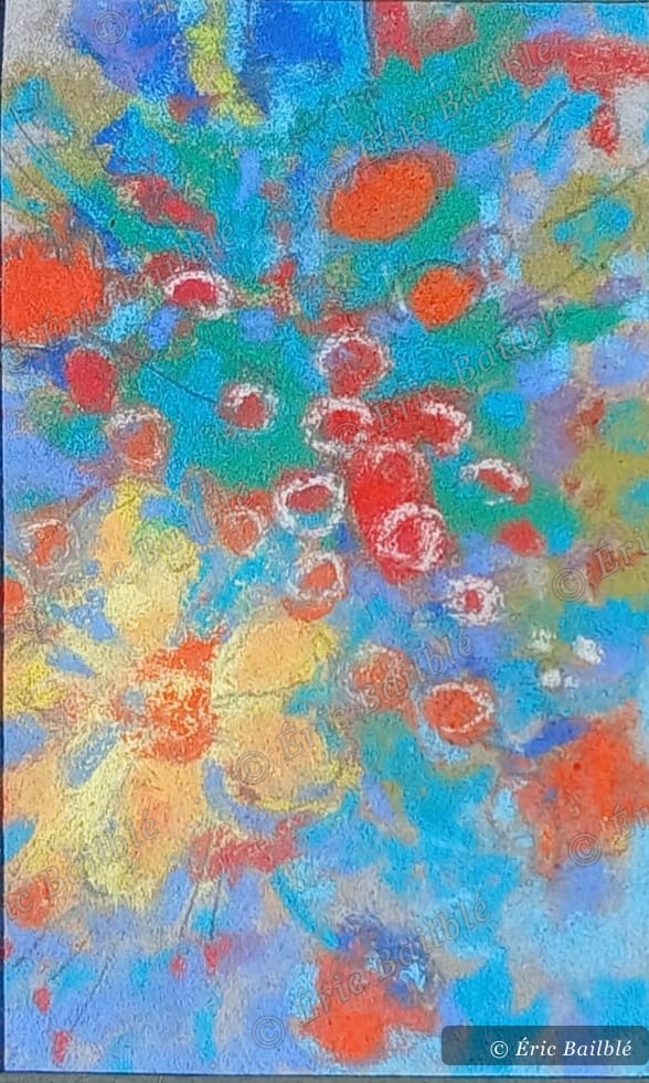 Bleu sur Avignon, pastel d'Éric Bailblé