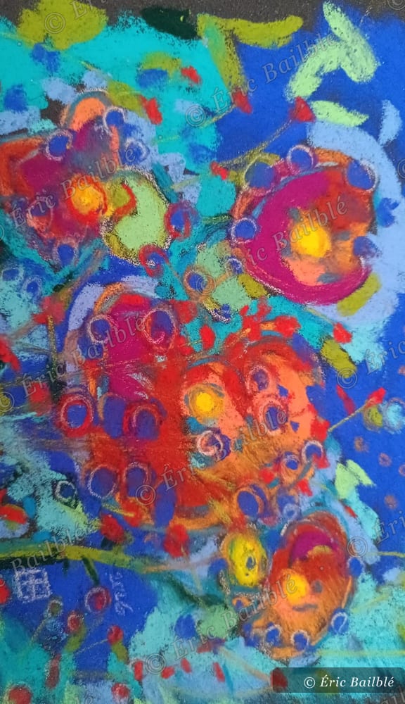 Anémones du marché, pastel d'Éric Bailblé
